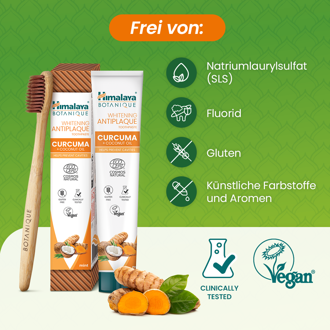 Himalaya Botanique Whitening Antiplaque Zahnpasta Kurkuma + Kokosnussöl 75 ml