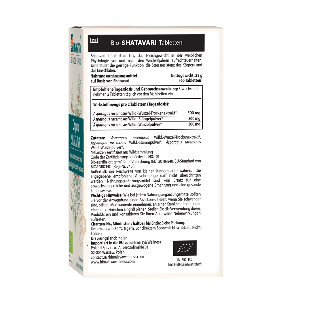 Himalaya Organic Shatavari 60 Tabletten