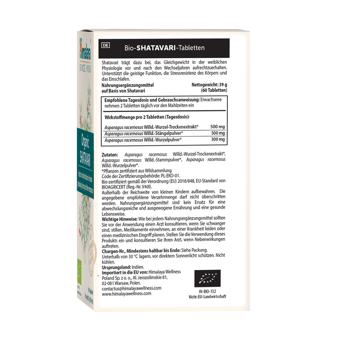 Himalaya Organic Shatavari 60 Tabletten