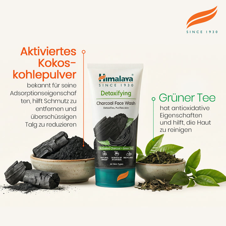 Himalaya Entgiftende Gesichtsreinigung mit Aktivkohle &amp; Grünem Tee - 150 ml