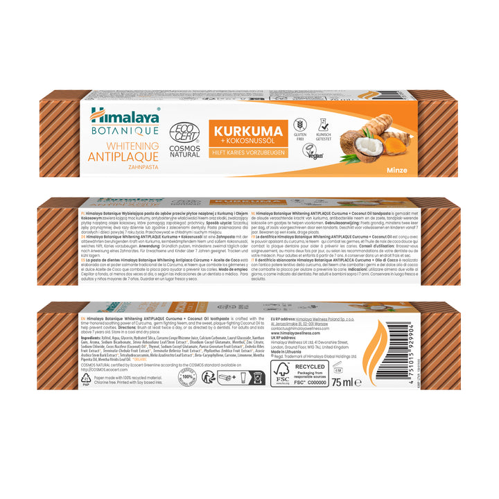 Himalaya Botanique Whitening Antiplaque Zahnpasta Kurkuma + Kokosnussöl 75 ml